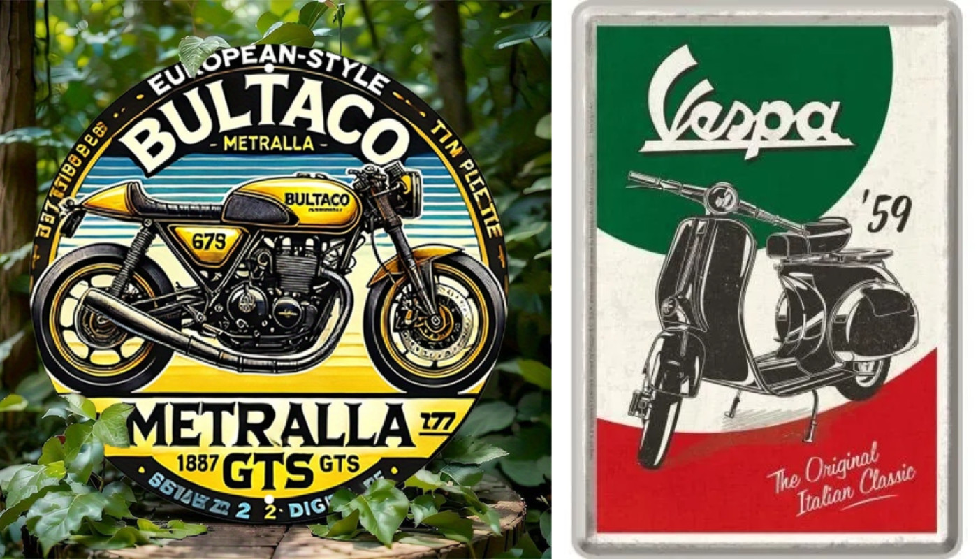 Où trouver des plaques en métal pour une décoration de garage motard ?